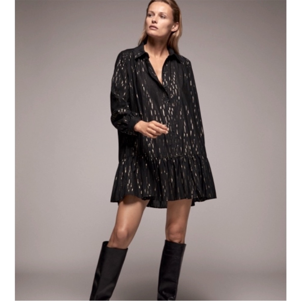 Zara Tunic or mini dress with metallic thread. NWOT